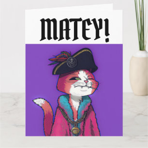 BIRTHDAY PIRATE CAT ART WENSKAARTEN KAART