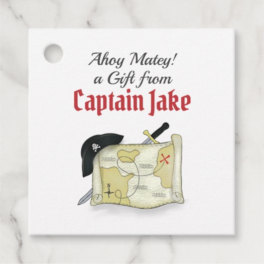 Birthday Pirate Map Kinder Cute Personalized Custo Bedankjes Labels (Voorkant)