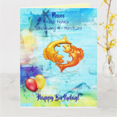 Birthday Pisces - Fishes (19 feb - 20 mrt) Kaart (Gele Bloem)