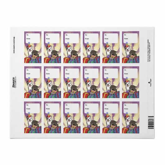 Birthday Pitbull / American Staffordshire Terrier Etiket (Full Sheet)
