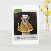 Birthday Pizza Dog Funny Card Kaart (Gele Bloem)