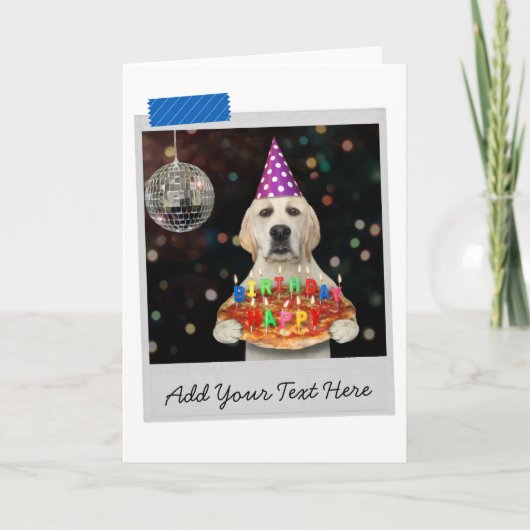 Birthday Pizza Labrador Retriever Dog Funny Card Kaart (Voorkant)
