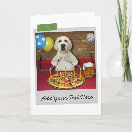 Birthday Pizza Labrador Retriever Dog Funny Card Kaart (Voorkant)