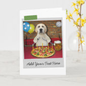 Birthday Pizza Labrador Retriever Dog Funny Card Kaart (Gele Bloem)