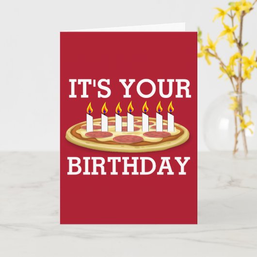 BIRTHDAY PIZZA MET KAART VAN KANTEN (Gele Bloem)