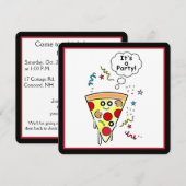 Birthday Pizza Party Kaart (Voorkant / Achterkant)