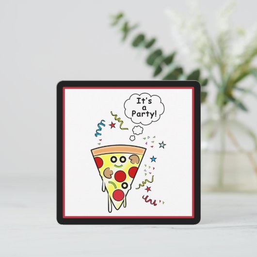 Birthday Pizza Party Kaart (Staand voorkant)