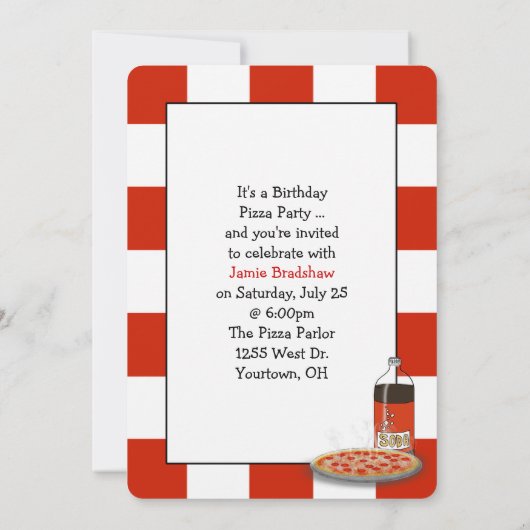 Birthday Pizza Party Kaart (Achterkant)