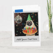 Birthday Pizza Pug Dog Funny Card Kaart (Voorkant)