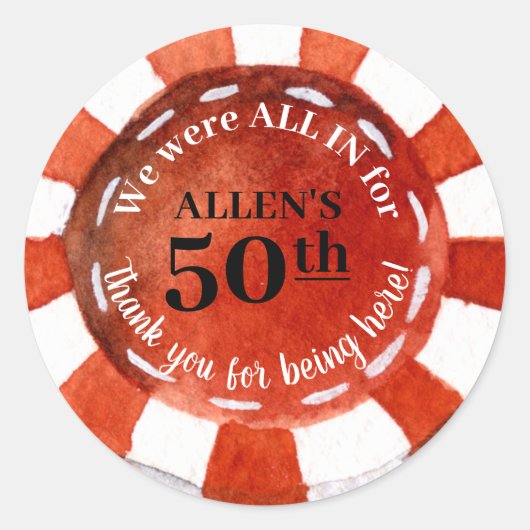 Birthday Poker Chip Bedankt Ronde Sticker (Voorkant)
