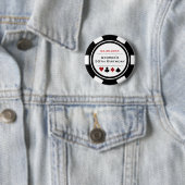 Birthday Poker Chip Casino Theme White Black Ronde Button 5,7 Cm (In situ)