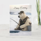 Birthday Polar Bear Ice Fishing Kaart (Voorkant)