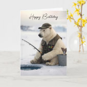Birthday Polar Bear Ice Fishing Kaart (Gele Bloem)