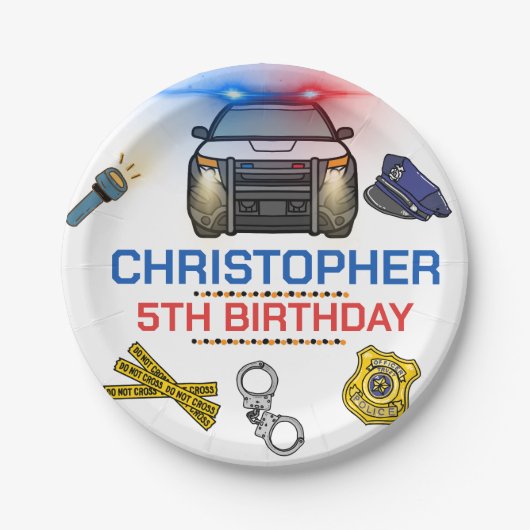 Birthday politieman papieren bordje (Voorkant)