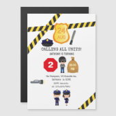 Birthday politietag magnetische uitnodiging (Voorkant / Achterkant)
