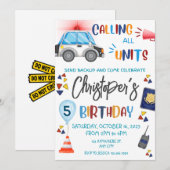 Birthday, politieuitnodiging kaart (Voorkant / Achterkant)