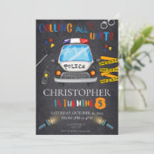 Birthday, politieuitnodiging kaart (Staand voorkant)