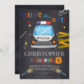 Birthday, politieuitnodiging kaart (Voorkant / Achterkant)