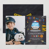 Birthday, politieuitnodiging kaart (Voorkant / Achterkant)