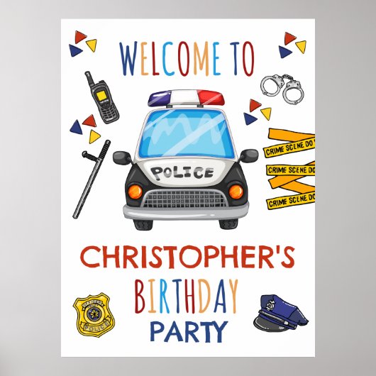Birthday, politieuitnodiging poster (Voorkant)