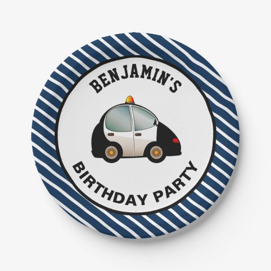 Birthday, politiewagen papieren bordje (Voorkant)