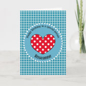 Birthday Polka Dot Love Heart Gingham Personalized Kaart (Voorkant)