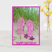 Birthday Polka Dot teenslippers Kaart (Gele Bloem)