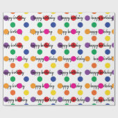 Birthday Polka Dots on White Cadeaupapier (Vlak)