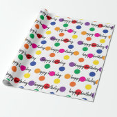 Birthday Polka Dots on White Cadeaupapier (Uitgerold)
