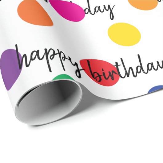 Birthday Polka Dots on White Cadeaupapier (Rol Hoek)