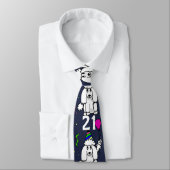 Birthday poodle dog mannen necktie stropdas (Gebonden)