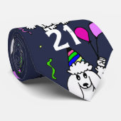 Birthday poodle dog mannen necktie stropdas (Opgerold)