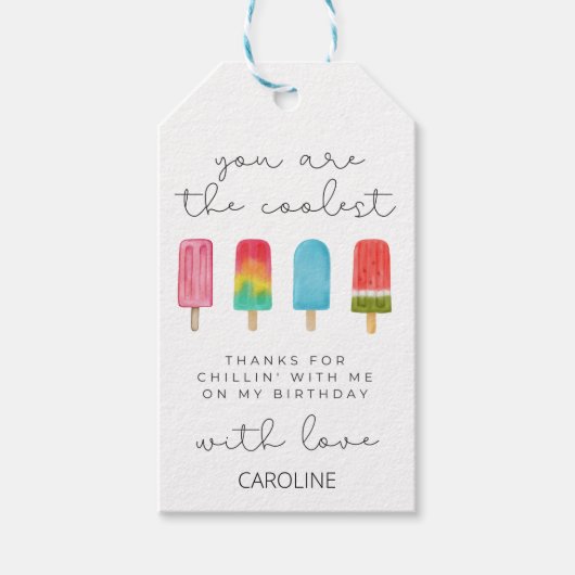 Birthday Pool Chilling Party Favor Cadeaulabel (Voorkant)