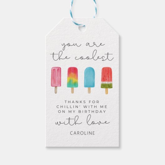 Birthday Pool Chilling Party Favor Cadeaulabel (Voorkant)