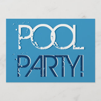 Birthday Pool Party Blue White Premium Metallic Kaart