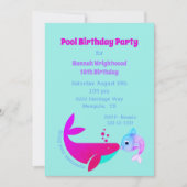 Birthday Pool Party Colorful Invitation Kaart (Voorkant)
