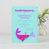 Birthday Pool Party Colorful Invitation Kaart (Staand voorkant)