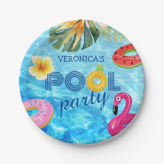 Birthday Pool Party Fun Summer Water Swimming Papieren Bordje (Voorkant)