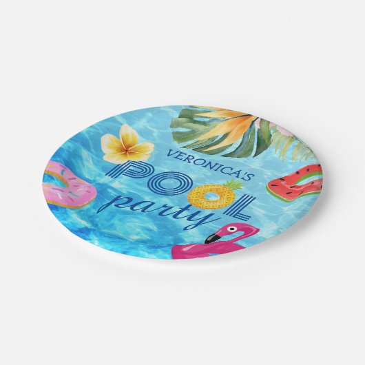 Birthday Pool Party Fun Summer Water Swimming Papieren Bordje (Gekanteld)