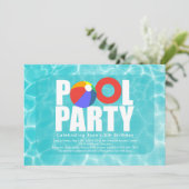 Birthday Pool Party Invitation Bedankkaart (Staand voorkant)