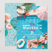 Birthday Pool Party invitation Kaart (Voorkant / Achterkant)