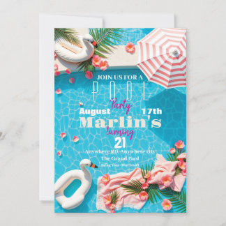 Birthday Pool Party invitation Kaart