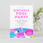 Birthday Pool Party Invitation Kaart (Staand voorkant)