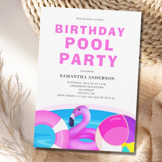 Birthday Pool Party Invitation Kaart