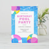 Birthday Pool Party Invitation Kaart (Staand voorkant)
