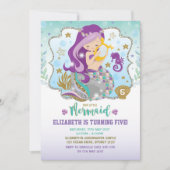 Birthday Pool Party Invites Mermaid Invitation Bir Kaart (Voorkant)
