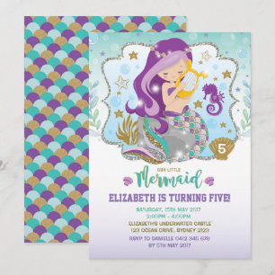 Birthday Pool Party Invites Mermaid Invitation Bir Kaart