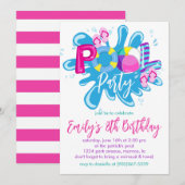 Birthday Pool Party Kaart (Voorkant / Achterkant)