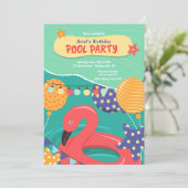 Birthday Pool Party Kaart (Staand voorkant)