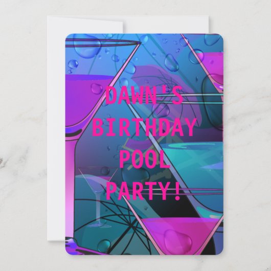 Birthday Pool Party Summer Poolside Mix Cocktail Kaart (Voorkant)
